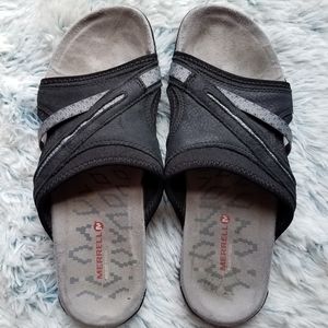 Merrell Slip On Sandals Black Grey Sz 8